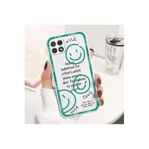 SAMSUNG A02S Uyumlu Yeşil Smile ve Yazı Desenli Telefon Kılıfı