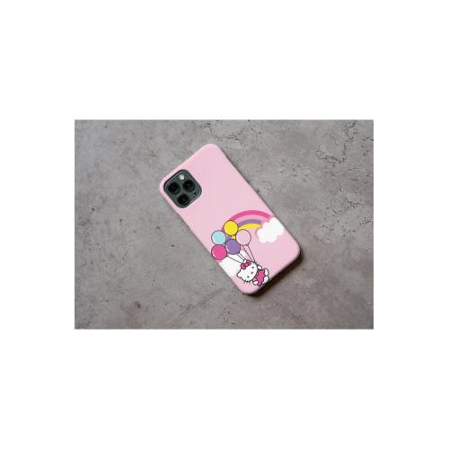 IPHONE 7 PLUS Uyumlu Renkli Balonlu Hello Kitty Desenli Telefon Kılıfı