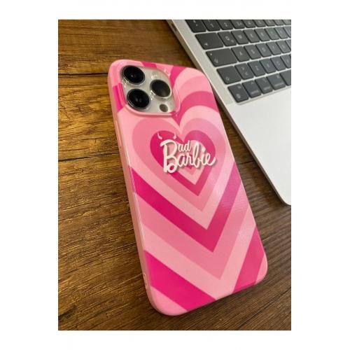 HUAWEI Y6S 2019 Uyumlu Barbie Kalp Desenli Pembe Renkli Telefon Kılıfı