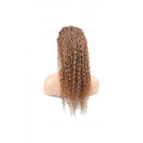 Afro Dalga Front Lace Gerçek Tül Peruk - Kumral - 60-65cm