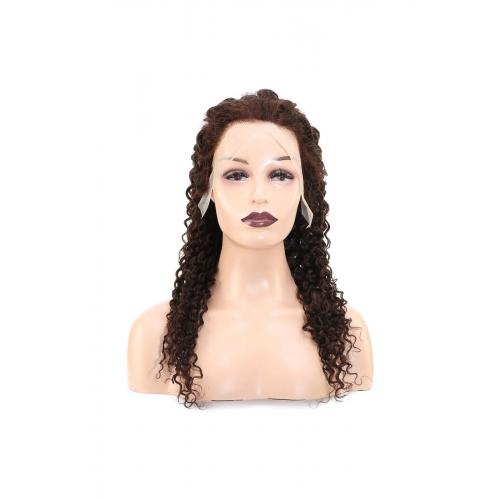 Afro Dalga Front Lace Gerçek Tül Peruk - Koyu Kahve - 60-65cm