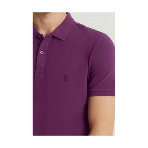 Süvari Slim Fit Polo Yaka Mor Erkek Tişört