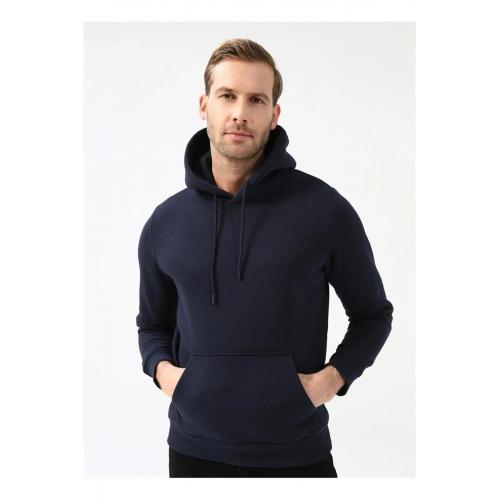 Süvari Kapüşonlu Yaka Regular Kalıp Düz Lacivert Sweatshirt