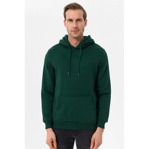 Süvari Kapüşonlu Yaka Regular Kalıp Düz Yeşil Sweatshirt