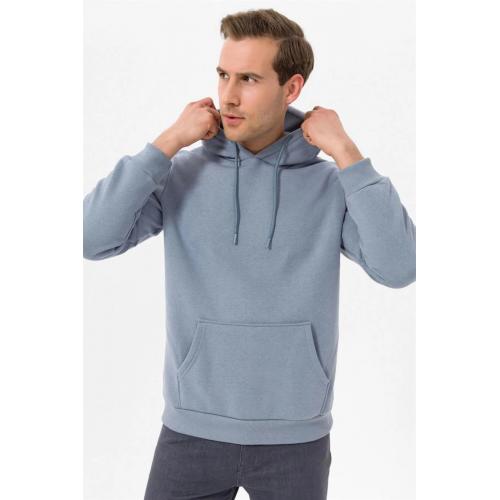 Süvari Kapüşonlu Yaka Regular Kalıp Düz Açık Mavi Sweatshirt