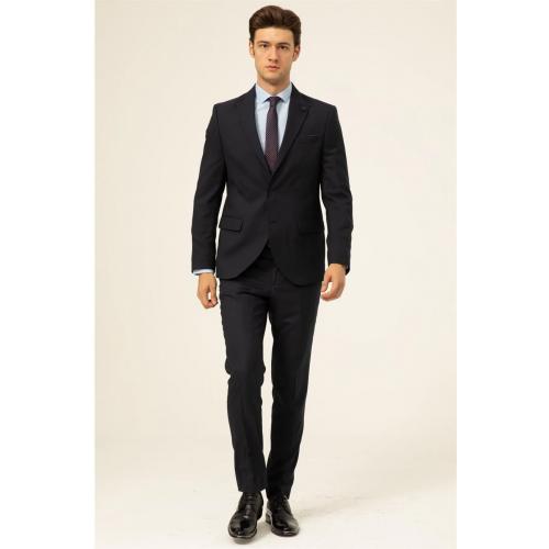 Süvari 6 Drop Slim Fit Lacivert Yeleksiz Düz Takım Elbise