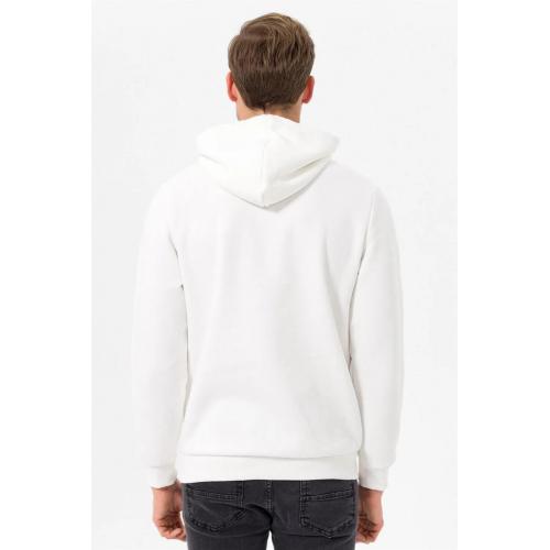 Süvari Kapüşonlu Yaka Regular Kalıp Düz Beyaz Sweatshirt