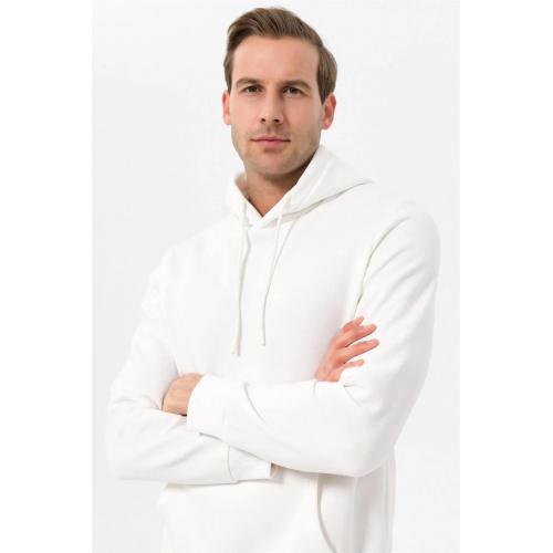 Süvari Kapüşonlu Yaka Regular Kalıp Düz Beyaz Sweatshirt