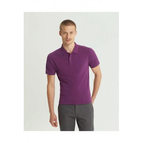 Süvari Slim Fit Polo Yaka Mor Erkek Tişört