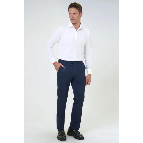 Süvari Slim Fit Düz Esnek Lacivert Kumaş Pantolon