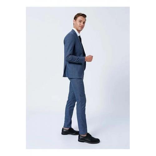 Süvari Normal Bel Slim Fit Mavi Erkek Takim Elbise