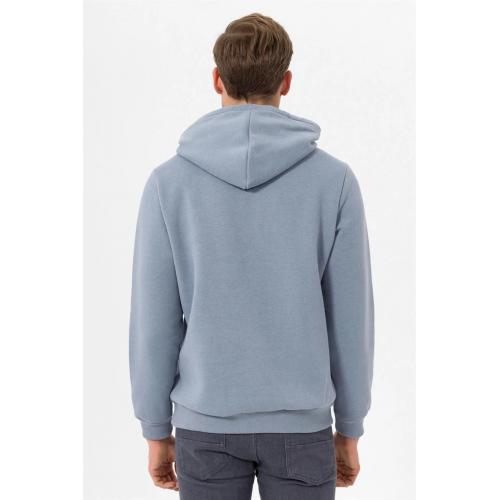 Süvari Kapüşonlu Yaka Regular Kalıp Düz Açık Mavi Sweatshirt