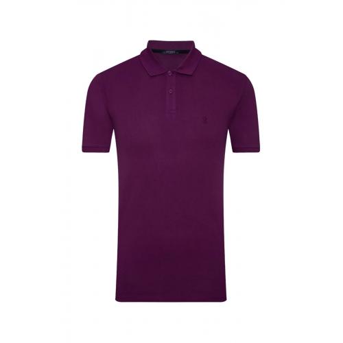 Süvari Slim Fit Polo Yaka Mor Erkek Tişört