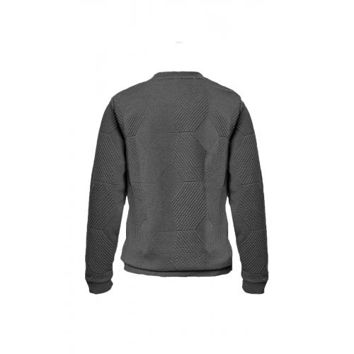 Süvari Bol Kesim O Yaka Kapitone Etnik Desenli Gri Sweatshirt