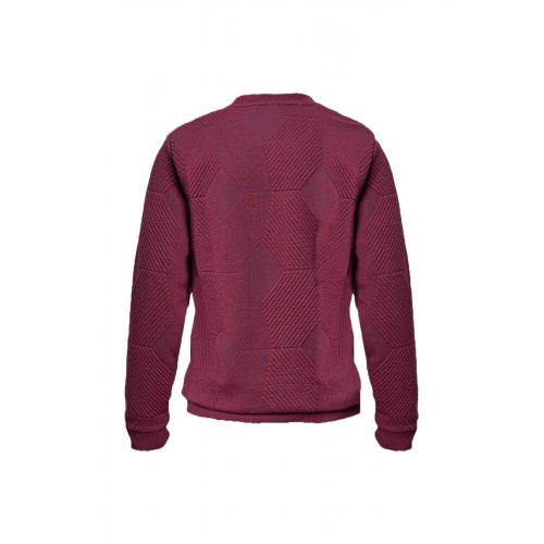 Süvari Bol Kesim O Yaka Kapitone Etnik Desenli Bordo Sweatshirt