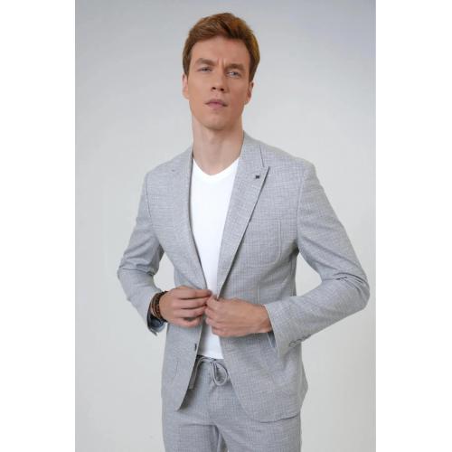 Süvari Slimfit Armürlü Takım Elbise