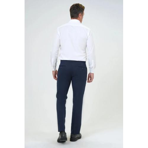 Süvari Slim Fit Düz Esnek Lacivert Kumaş Pantolon