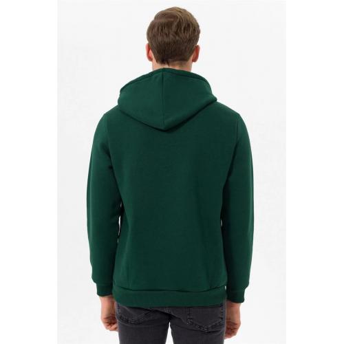 Süvari Kapüşonlu Yaka Regular Kalıp Düz Yeşil Sweatshirt