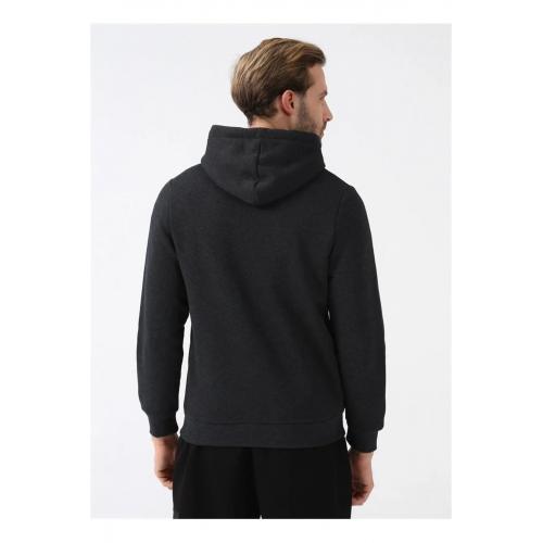 Süvari Kapüşonlu Fermuarlı Yaka Regular Kalıp Düz Antrasit Sweatshirt