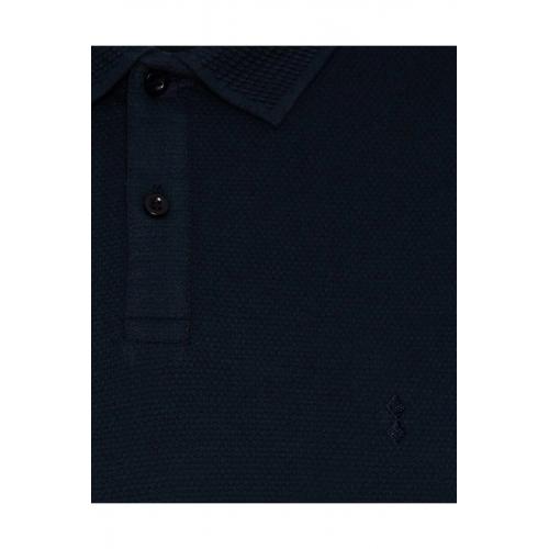 Süvari Slim Fit Petek Desenli Polo Yaka Lacivert Erkek Tişört