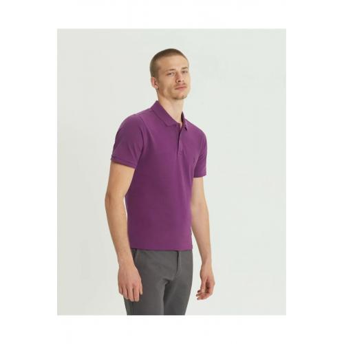 Süvari Slim Fit Polo Yaka Mor Erkek Tişört