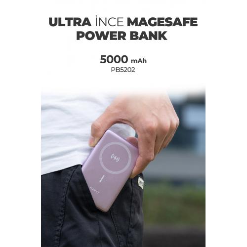 5000mAh Magsafe Manyetik Kablosuz Powerbank Ultra İnce 20W, Iphone Uyumlu