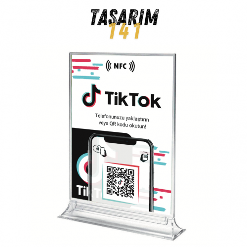 Masa Üstü NFC ve QR Kodlu TikTok Takip Standı Föylük TASARIM 141