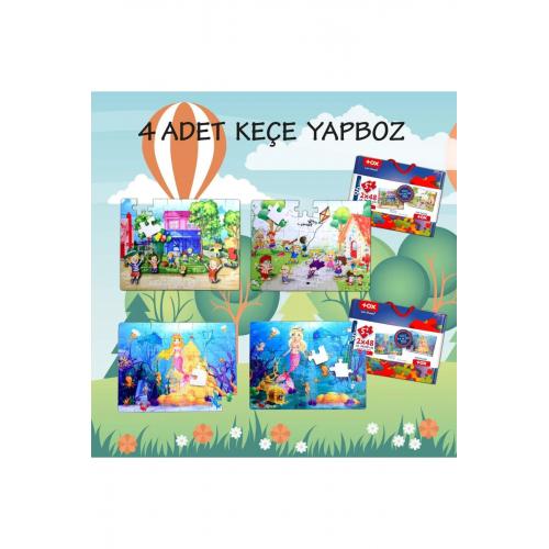 4 Set - 96 Parça Oyun Parkı Ve Deniz Kızı 5 Keçe Yapboz - 5 Yaş Puzzle