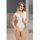 CLZ946 Beyaz Yarım Kol Dantel Bodysuit