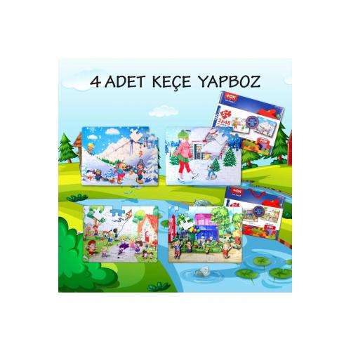 CLZ247 4 Set - 96 Parça Kış ve Oyun Parkı 5+ Keçe Yapboz - 5 Yaş Puzzle