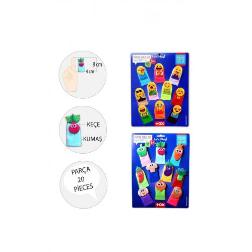 CLZ247 2 Set - 20 Parça  Emojiler ve Sebzeler Parmak Kukla