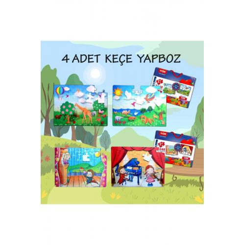 Lisinya247 4 Set - 96 Parça  Origami ve Sahne 5+ Keçe Yapboz - 5 Yaş Puzzle