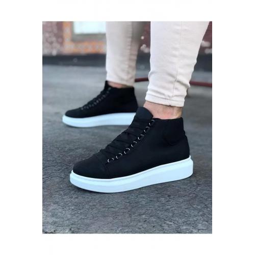 Siyah Bağcıklı Sneakers Yarım Bilek Bot