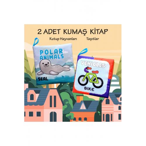 2 Kitap Ingilizce Kutup Hayvanları Ve Taşıtlar Kumaş Sessiz Kitap