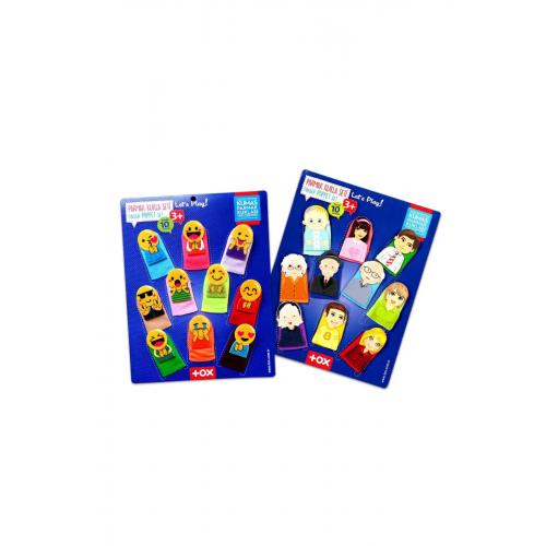 CLZ247 2 Set - 20 Parça  Emojiler ve Aile Bireyleri Parmak Kukla