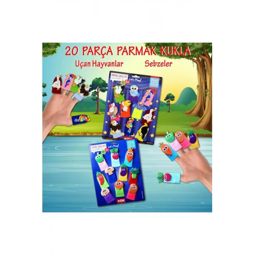 2 Set - 20 Parça Uçan Hayvanlar Ve Sebzeler Parmak Kukla