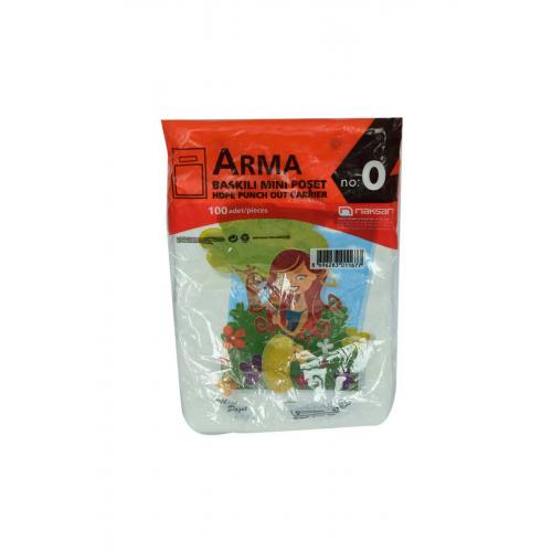 CLZ214 Arma Baskılı Mini Poşet Eczane Mağaza Dükkan Poşeti Karma Desen Renk 32X20 Cm 100 Adet