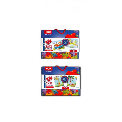 CLZ247 4 Set - 48 Parça Uçak, Araba ve Elmacı Ayı 3+ Keçe Yapboz - 3 Yaş Puzzle