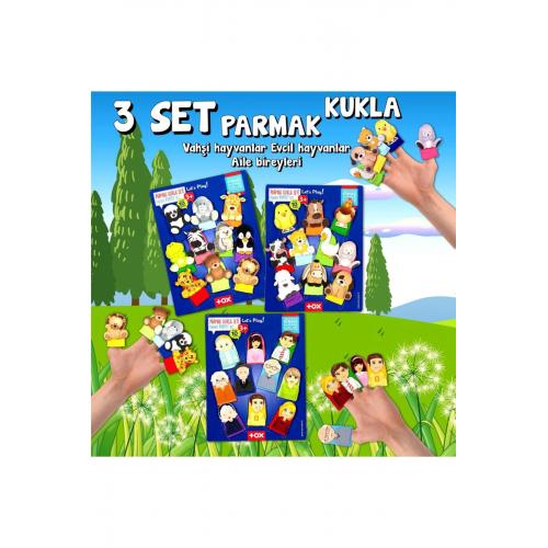 CLZ247 3 Set - 30 Parça Evcil , Vahşi Hayvanlar ve Aile Parmak Kukla