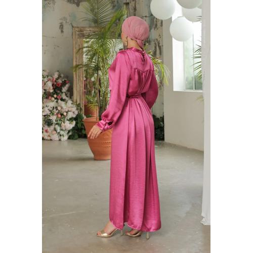 CLZ275 Saten Elbise Pembe