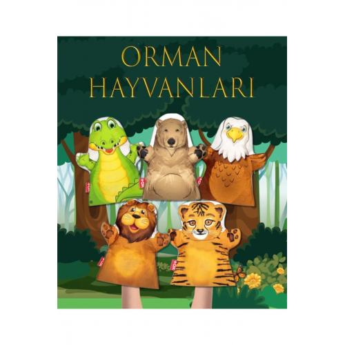 5 Parça Orman Hayvanları Keçe El Kukla Set , Eğitici Oyuncak