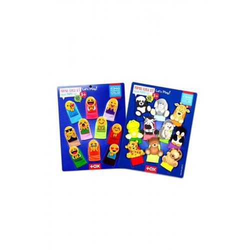 CLZ247 2 Set - 20 Parça  Emojiler ve Vahşi Hayvanlar Parmak Kukla