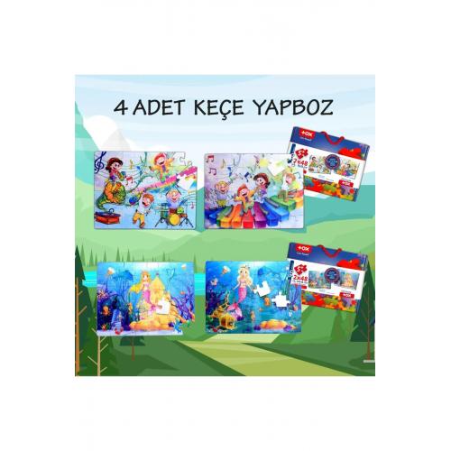 CLZ247 4 Set - 96 Parça  Müzik ve Deniz Kızı 5+ Keçe Yapboz - 5 Yaş Puzzle