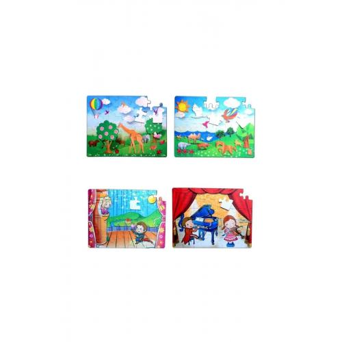 Lisinya247 4 Set - 96 Parça  Origami ve Sahne 5+ Keçe Yapboz - 5 Yaş Puzzle