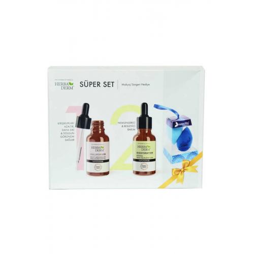 CLZ214 Süper Set Superserum Hyaluronic 3D 30 ML+Biohydration 30 ML + Hediye Makyaj Süngeri