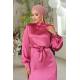 CLZ275 Saten Elbise Pembe