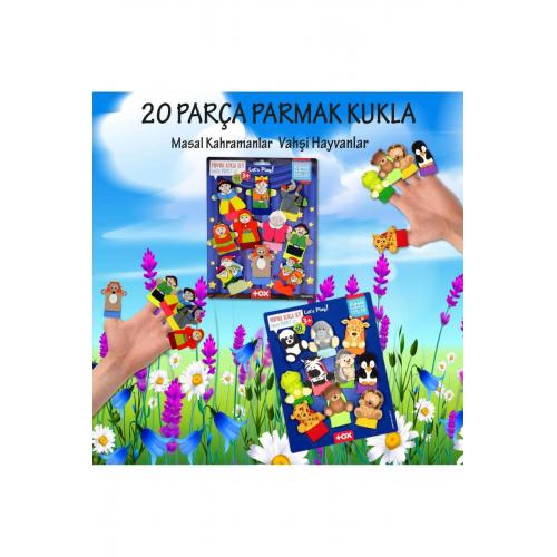 CLZ247 2 Set - 20 Parça  Masal Kahramanları ve Vahşi Hayvanlar Parmak Kukla