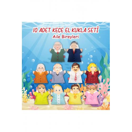 CLZ247 10 Parça Aile Bireyleri El Kukla Set , Eğitici Oyuncak