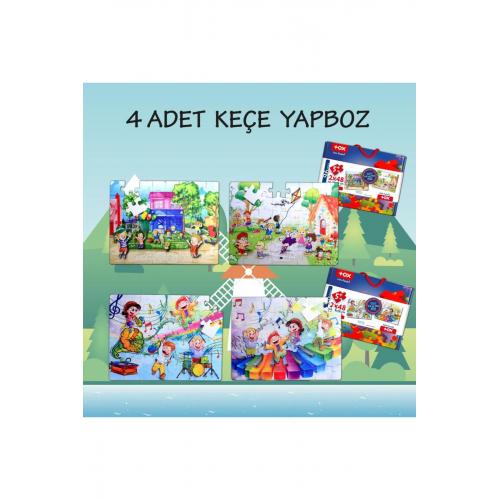 4 Set - 96 Parça Oyun Parkı Ve Müzik 5 Keçe Yapboz - 5 Yaş Puzzle