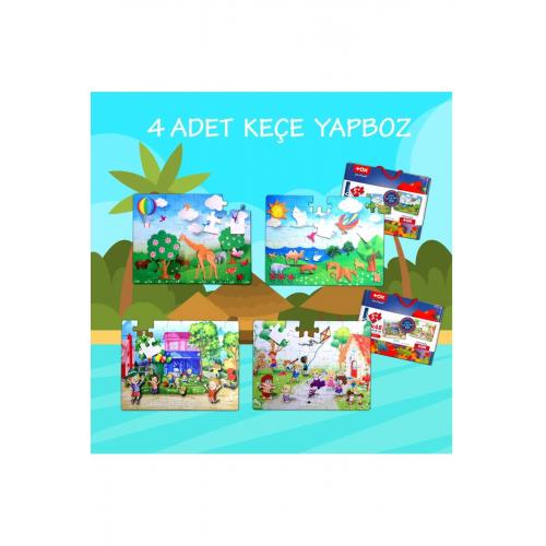 4 Set - 96 Parça Origami Ve Oyun Parkı 5 Keçe Yapboz - 5 Yaş Puzzle